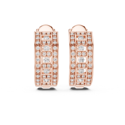 Geometric Diamond Hoop Earrings with Round Brilliant Details | Modern Luxe