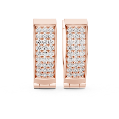 Rectangular Pave Diamond Hoop Earrings | Modern Luxe Brilliance