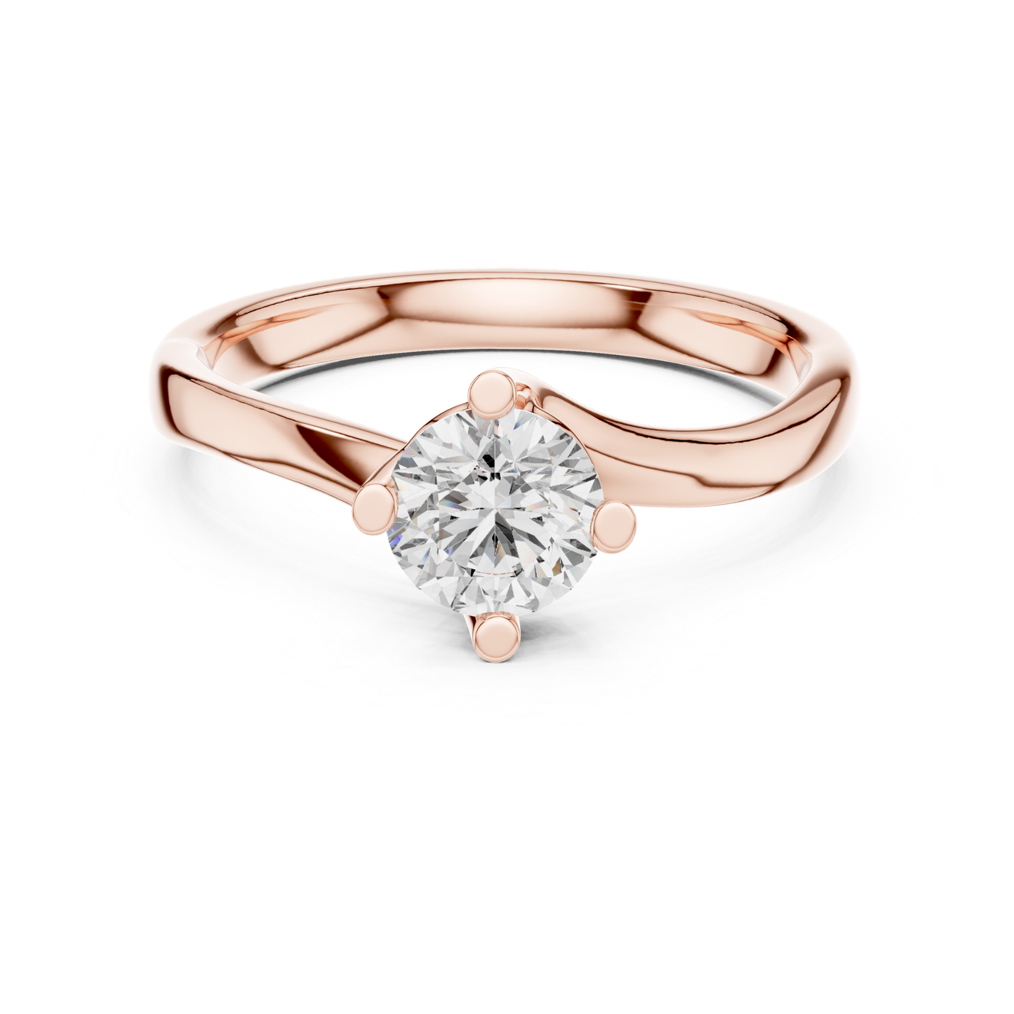Round Cut Twist Solitaire Diamond Ring | Elegant Modern Style