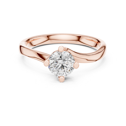 Round Cut Twist Solitaire Diamond Ring | Elegant Modern Style