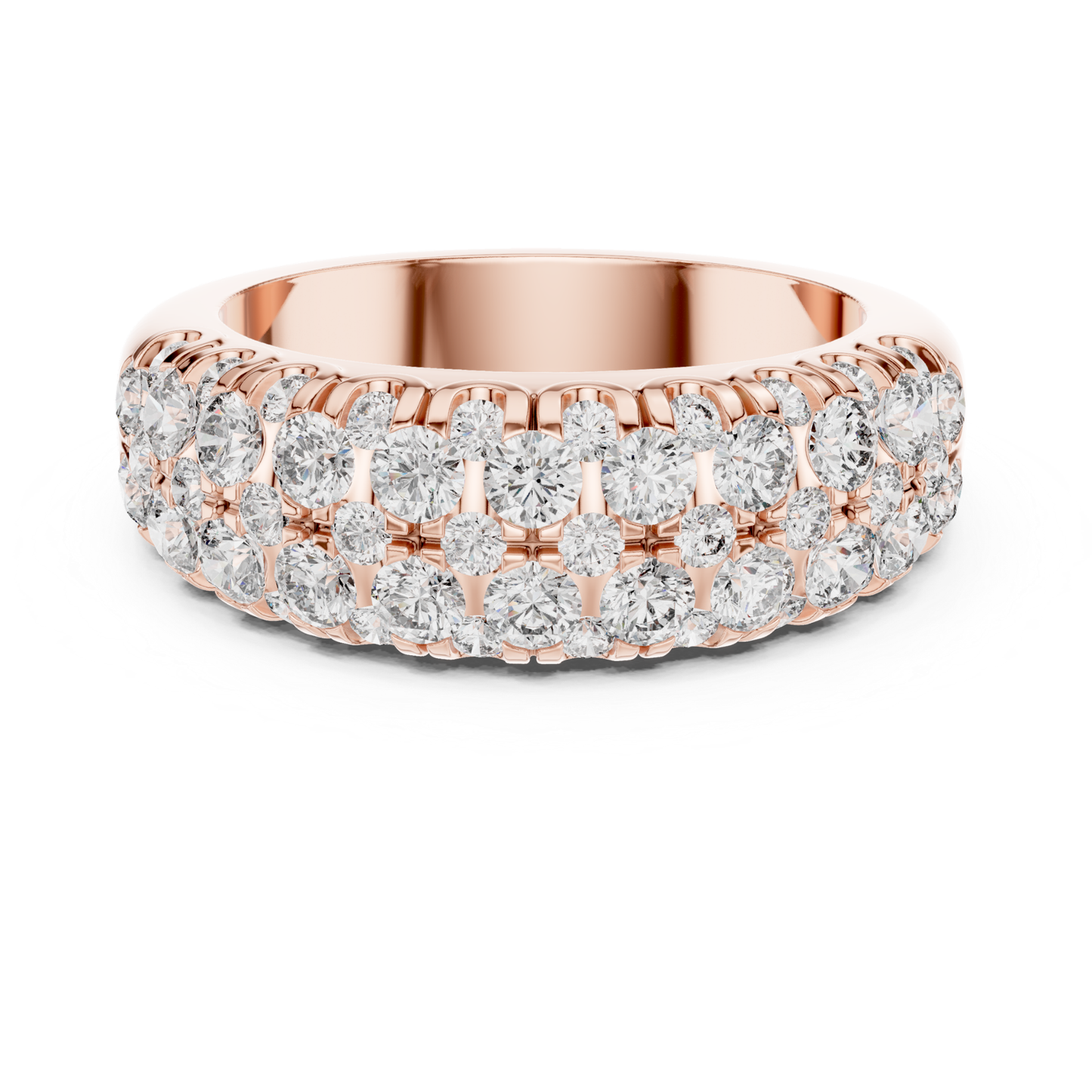 Multi Row Diamond Ring with Round Brilliant Elegance | Timeless Luxury