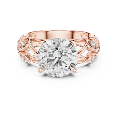 Round Cut Diamond Ring with Detailed Band | Every Detail Shines