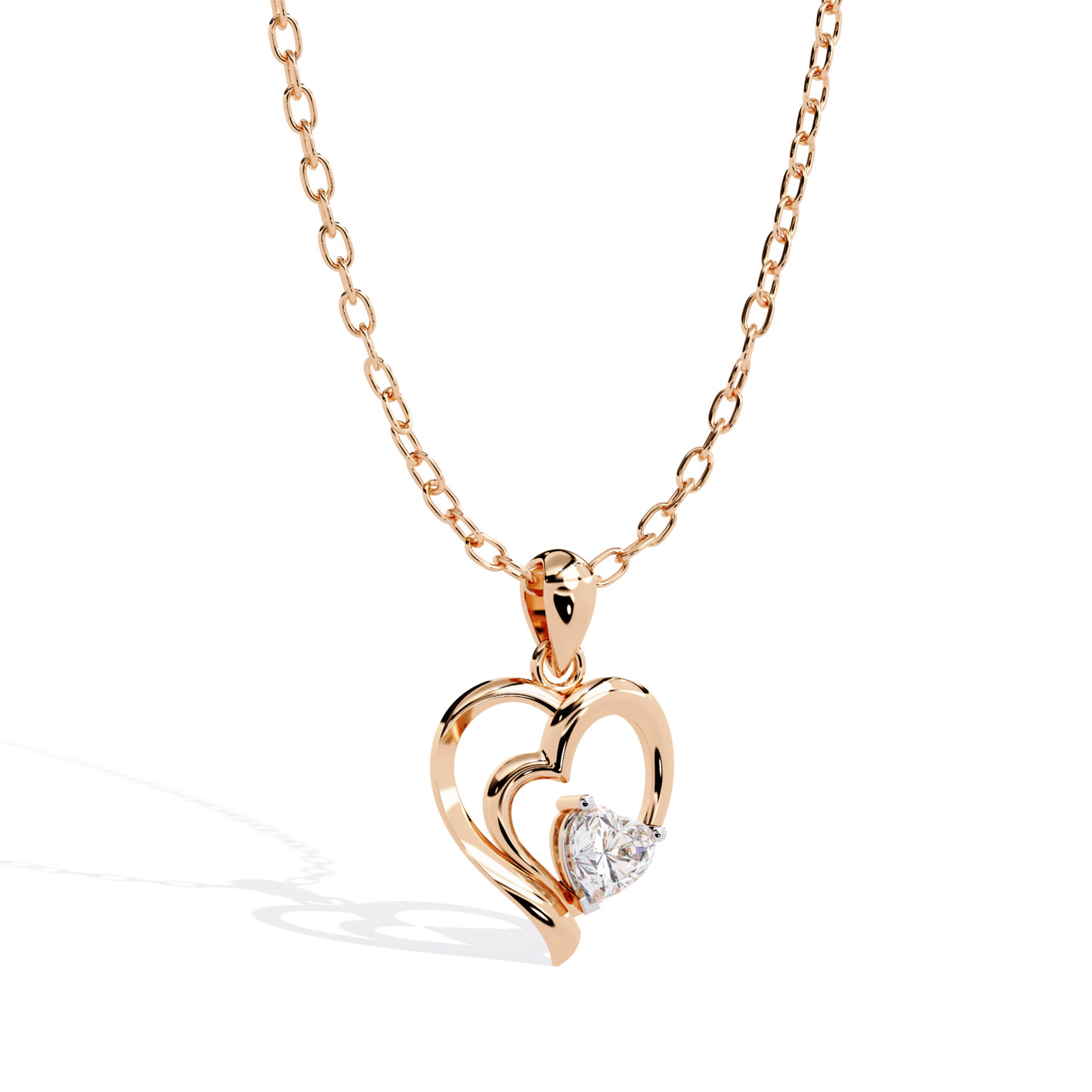 Open Style Heart Diamond Pendant
