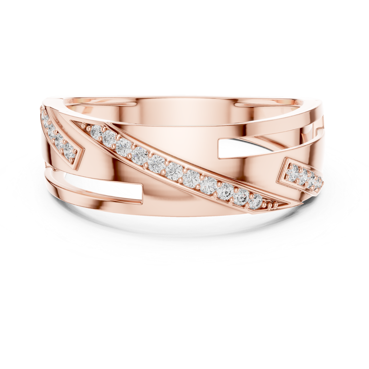 Luxury Geometric Diamond Wedding Band | Modern Wide Style