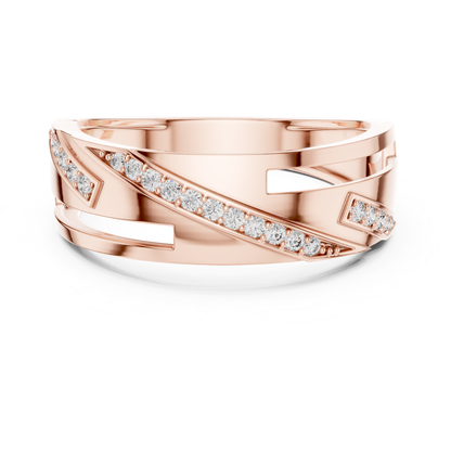 Luxury Geometric Diamond Wedding Band | Modern Wide Style
