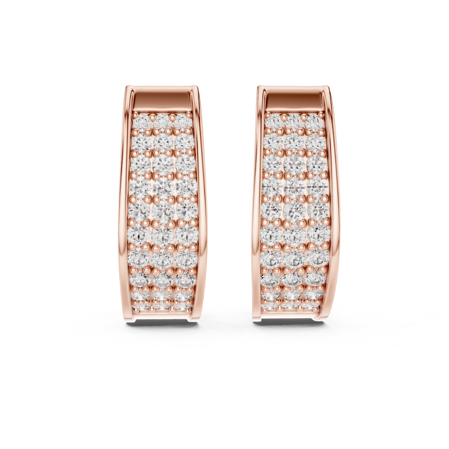Rectangular Diamond Hoop Earrings with Multi Row Brilliance | Modern Radiance
