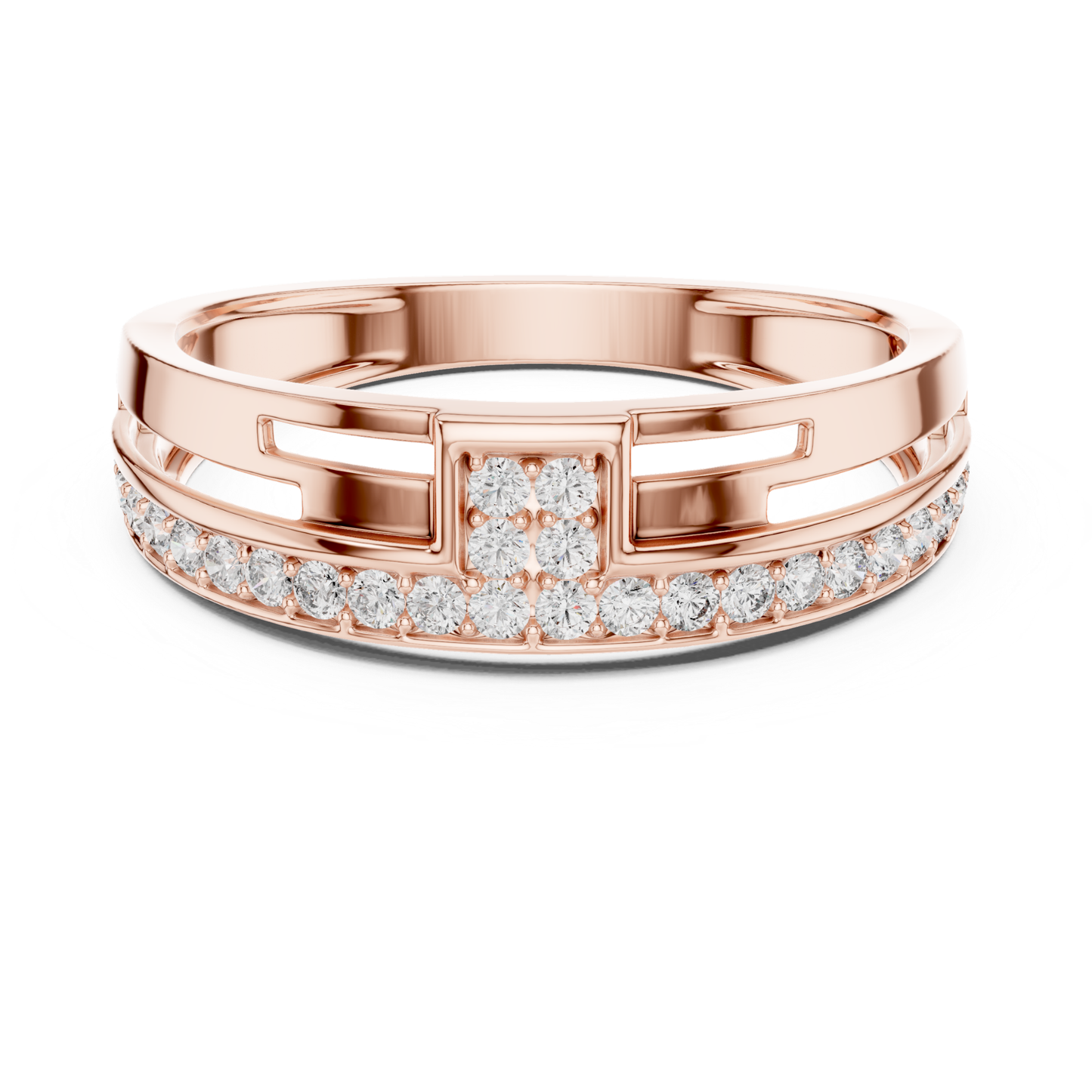 Round Diamond Channel Set Wedding Band | Modern Luxury Style
