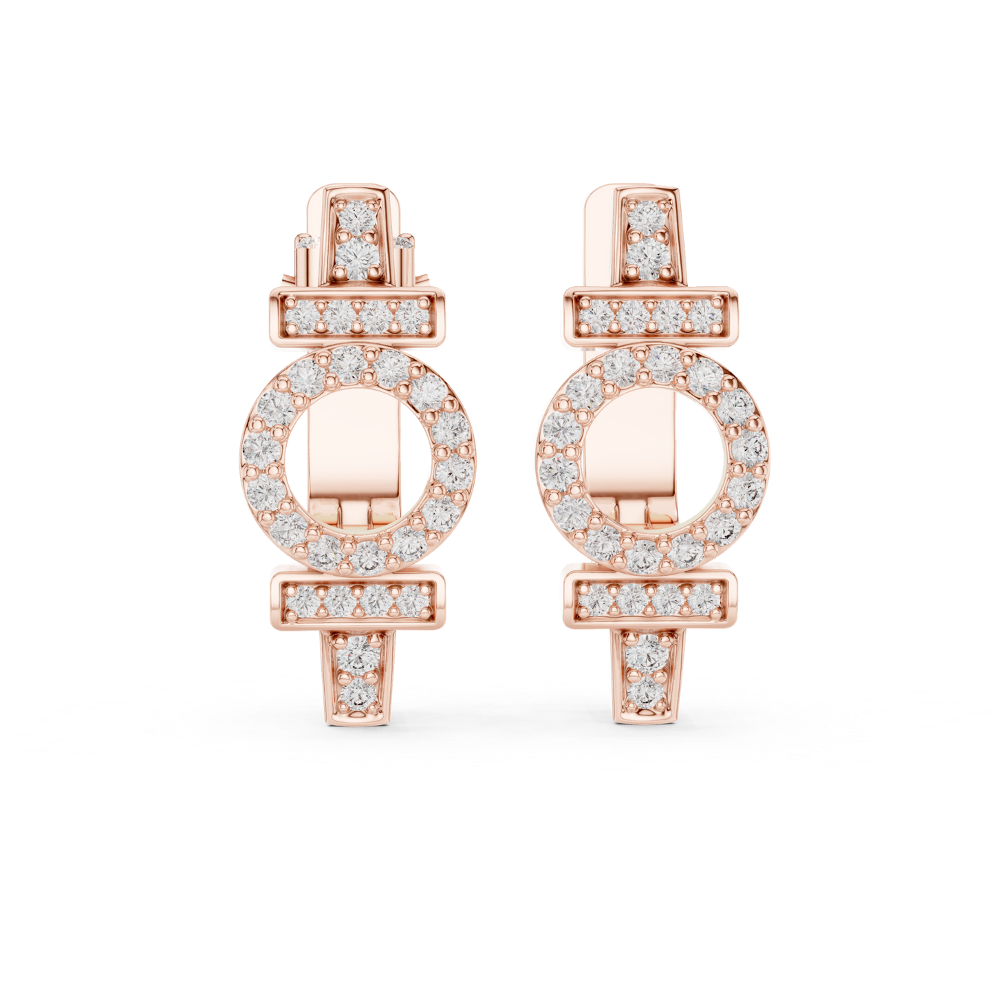 Geometric Circle Diamond Drop Earrings | Modern Gold Luxury