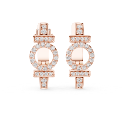 Geometric Circle Diamond Drop Earrings | Modern Gold Luxury