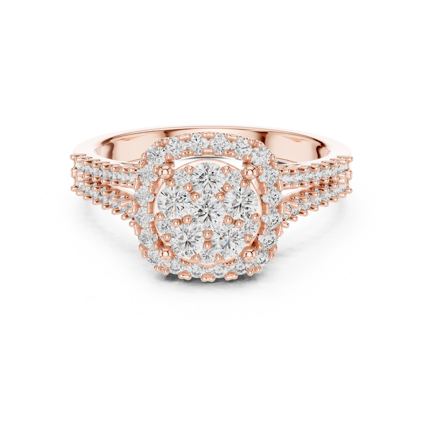Round Cluster Halo Diamond Rings | Luxury Vintage Style