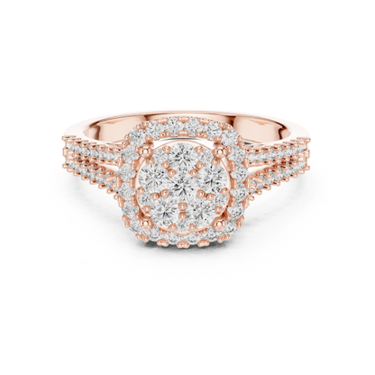 Round Cluster Halo Diamond Rings | Luxury Vintage Style