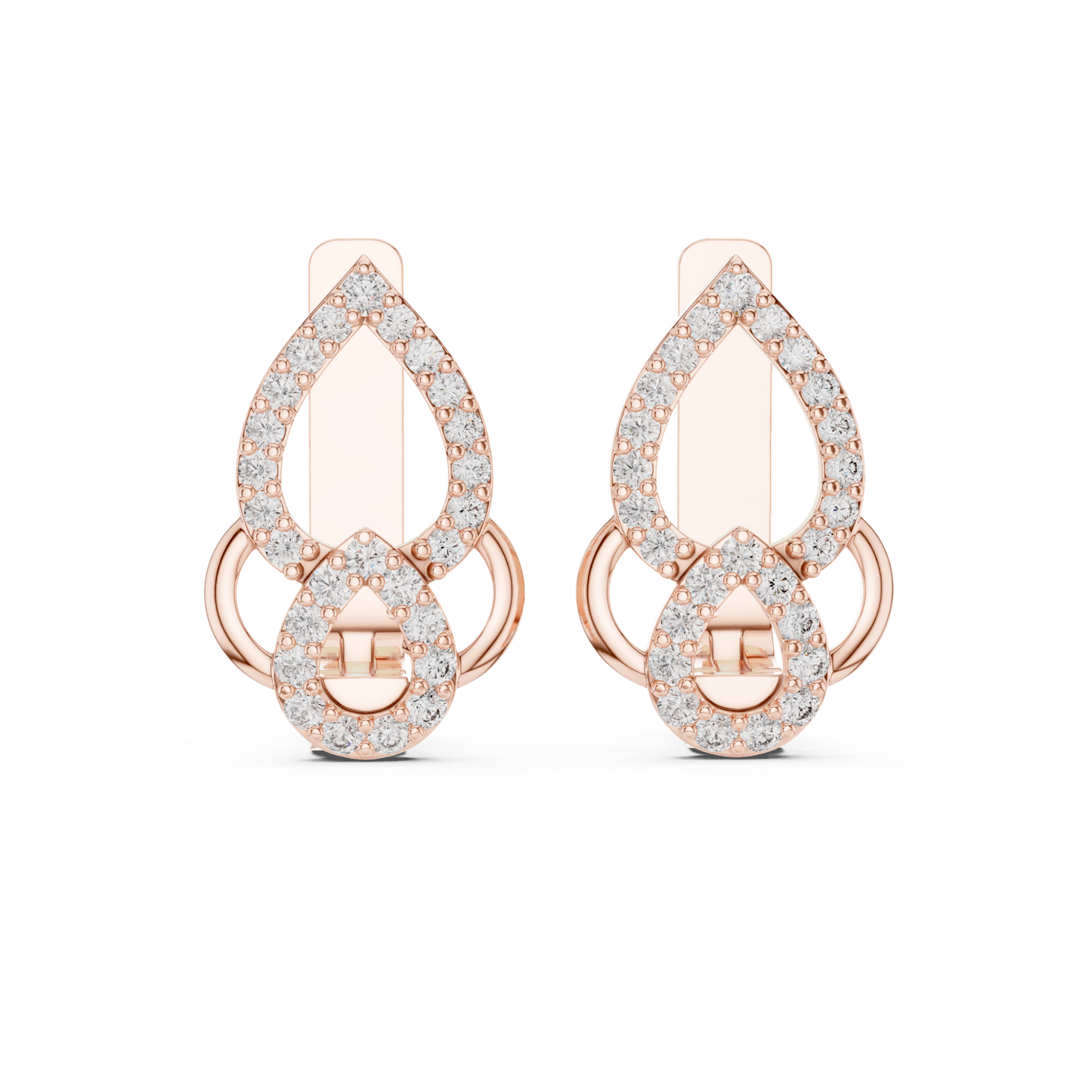 Elegant Diamond Drop Earrings with Teardrop Openwork Luxury