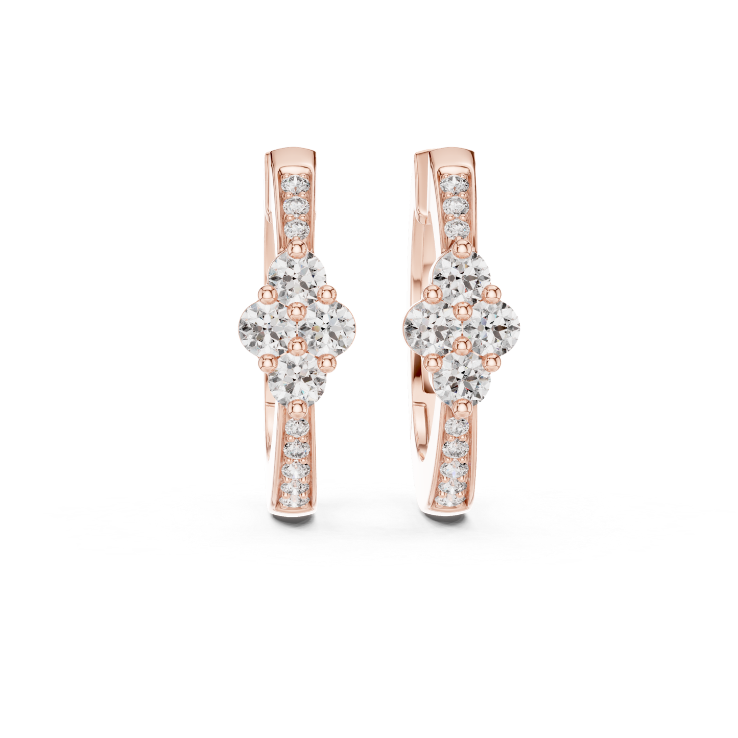 Floral Diamond Hoop Earrings with Round Brilliant Cluster Detail | Eternal Bloom