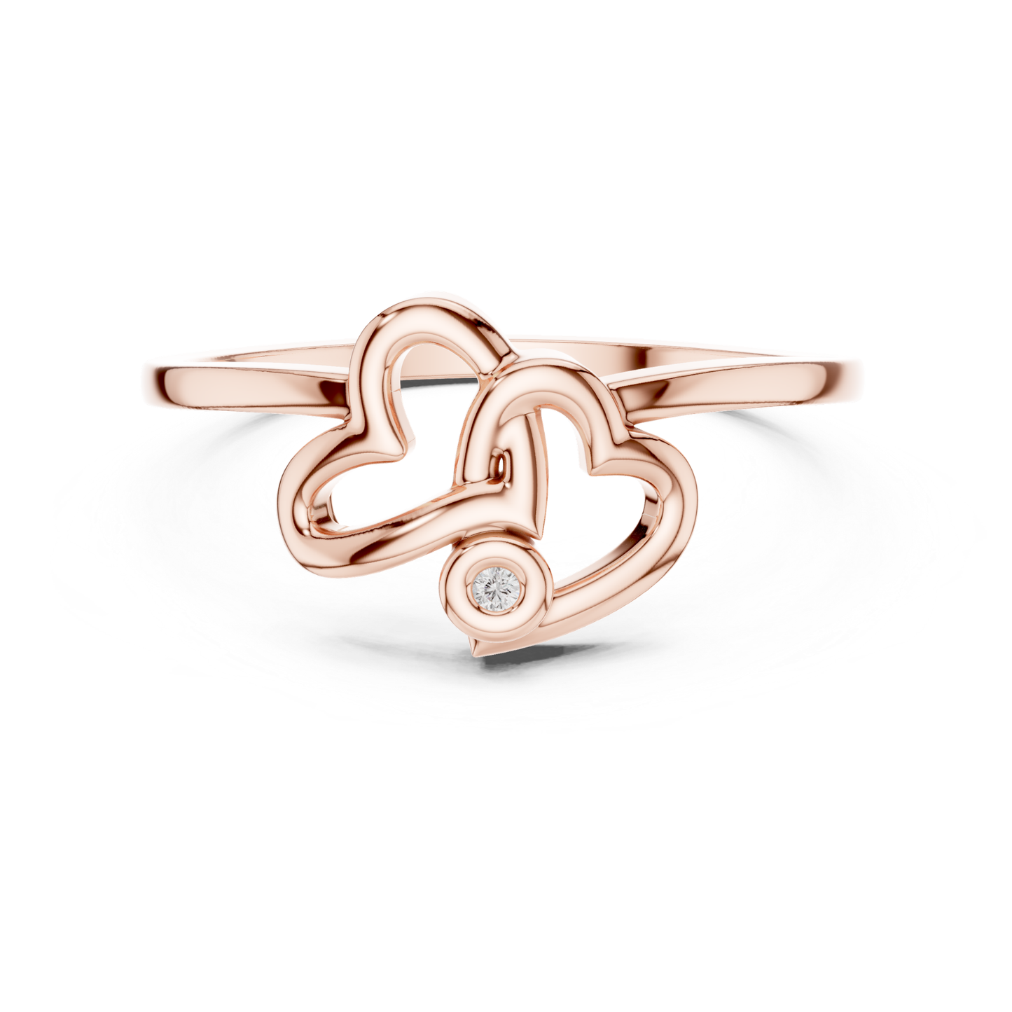 Double Heart Diamond Open Ring | Elegant Love Jewelry Style
