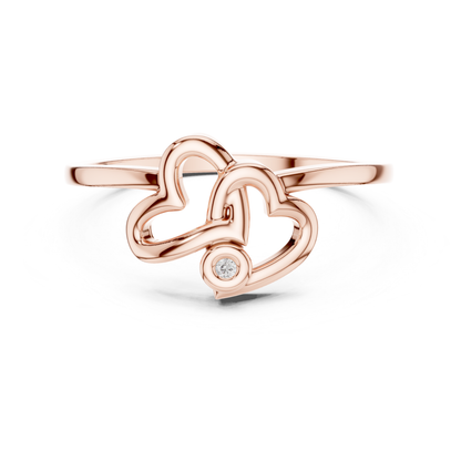 Double Heart Diamond Open Ring | Elegant Love Jewelry Style