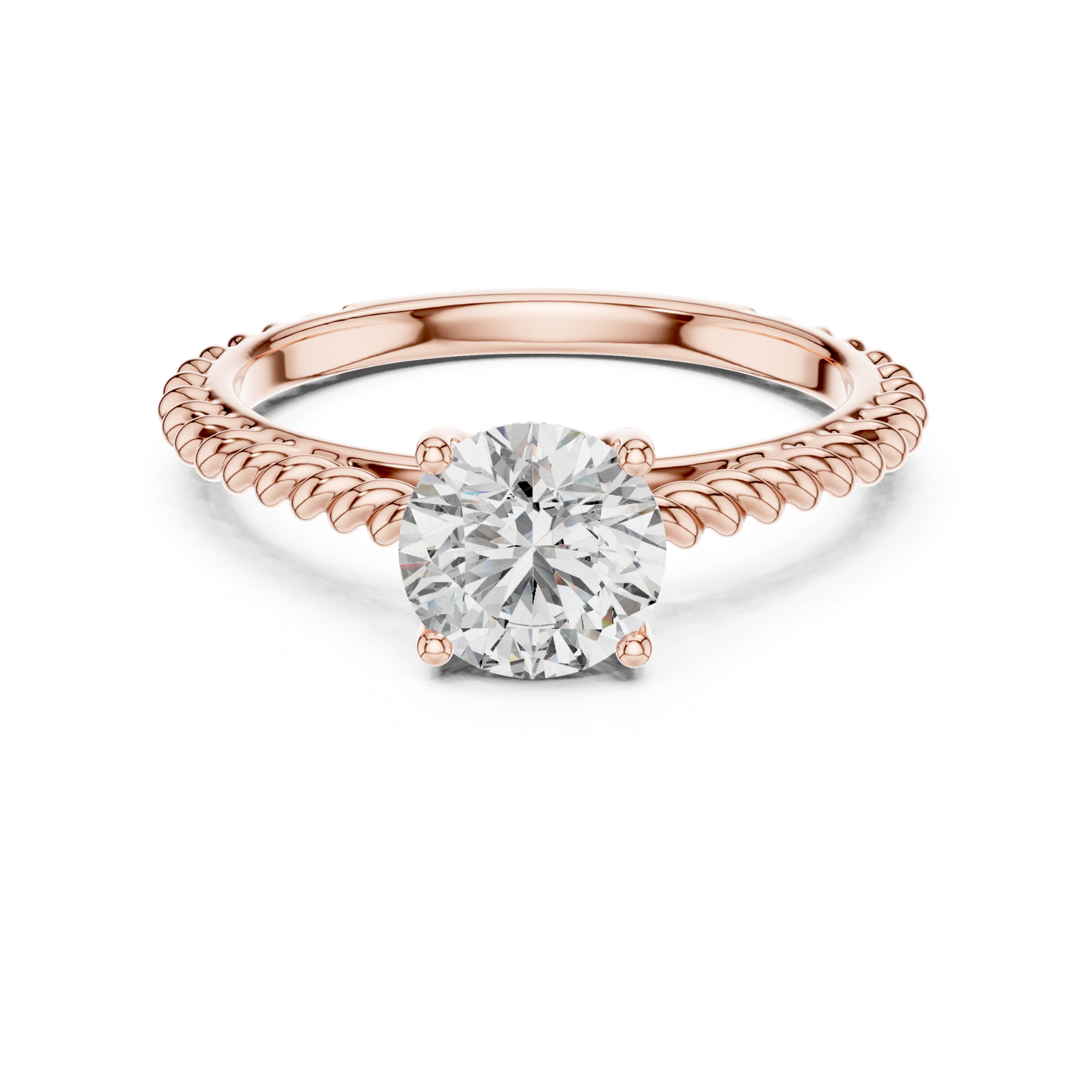 Round Diamond Rope Band Ring | 18K Gold Fine Jewelry