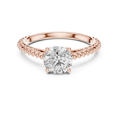 Round Diamond Rope Band Ring | 18K Gold Fine Jewelry