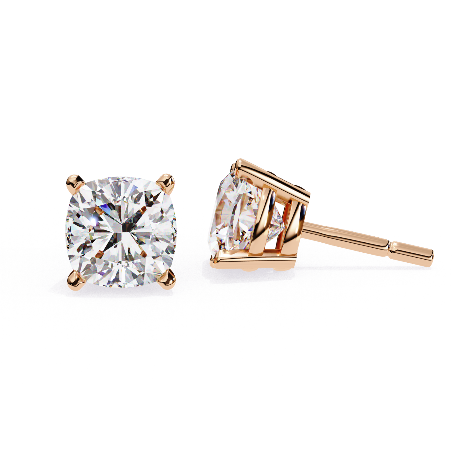 Pure Glow Laborgezüchtete Diamantkissen-Ohrstecker | Feines 18K Gold