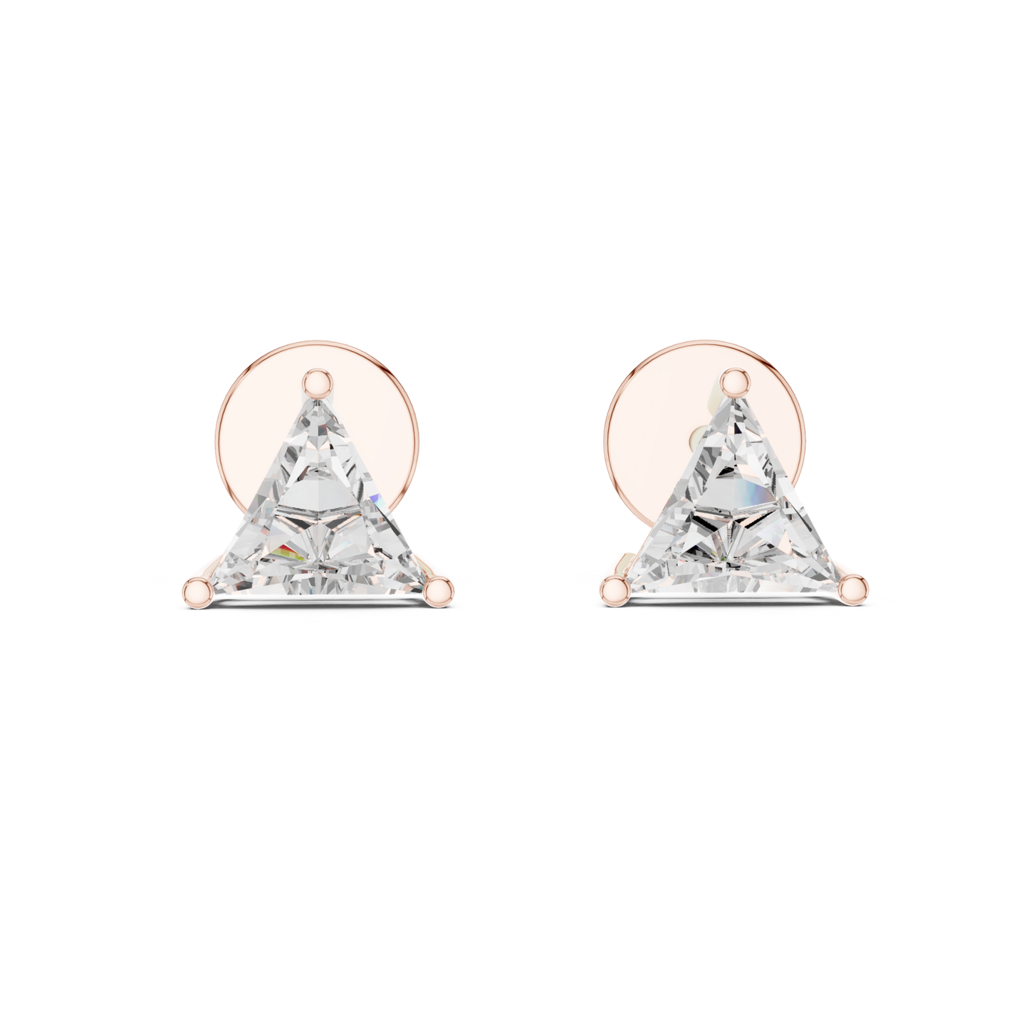 Trillion Cut Diamond Stud Earrings with Prong Setting | 18K