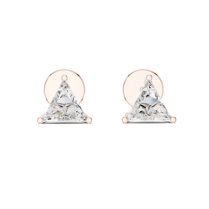 Trillion Cut Diamond Stud Earrings with Prong Setting | 18K