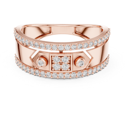 Luxury Diamond Square Center Band Rings | Modern Statement Style
