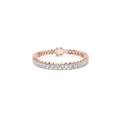 Emerald Cut Diamond Tennis Bracelet | Luxury White Gold Style