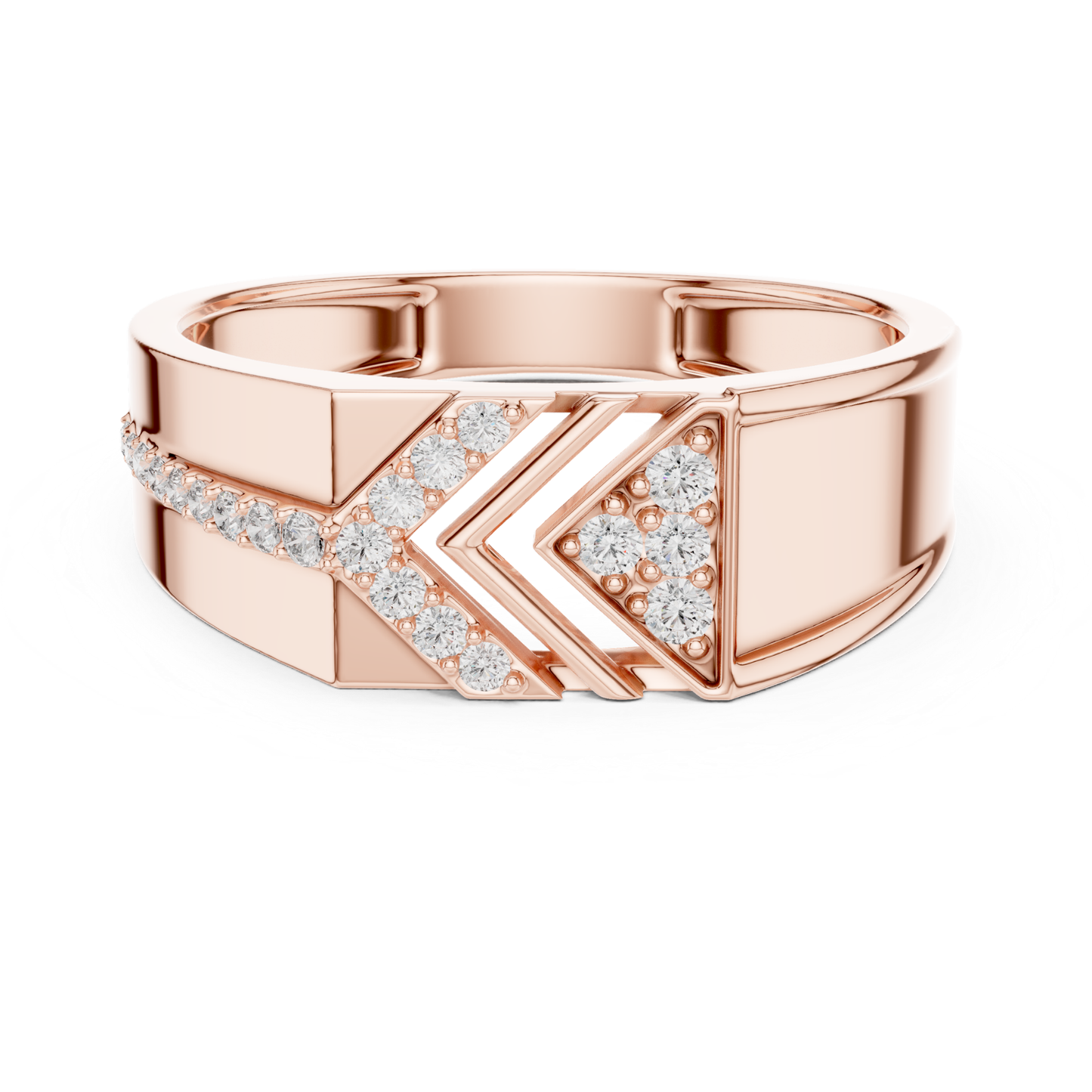 Luxury Round Diamond Chevron Band | Modern Statement Style