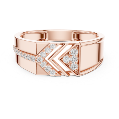 Luxury Round Diamond Chevron Band | Modern Statement Style