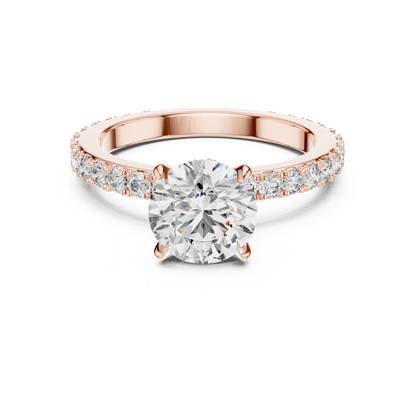 Classic Round Cut Diamond Engagement Ring | Luxury Gold Style