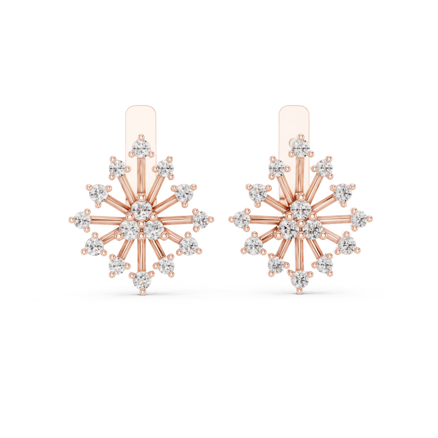 Starburst Diamond Stud Earrings with Round Brilliant Details | Celestial Glow