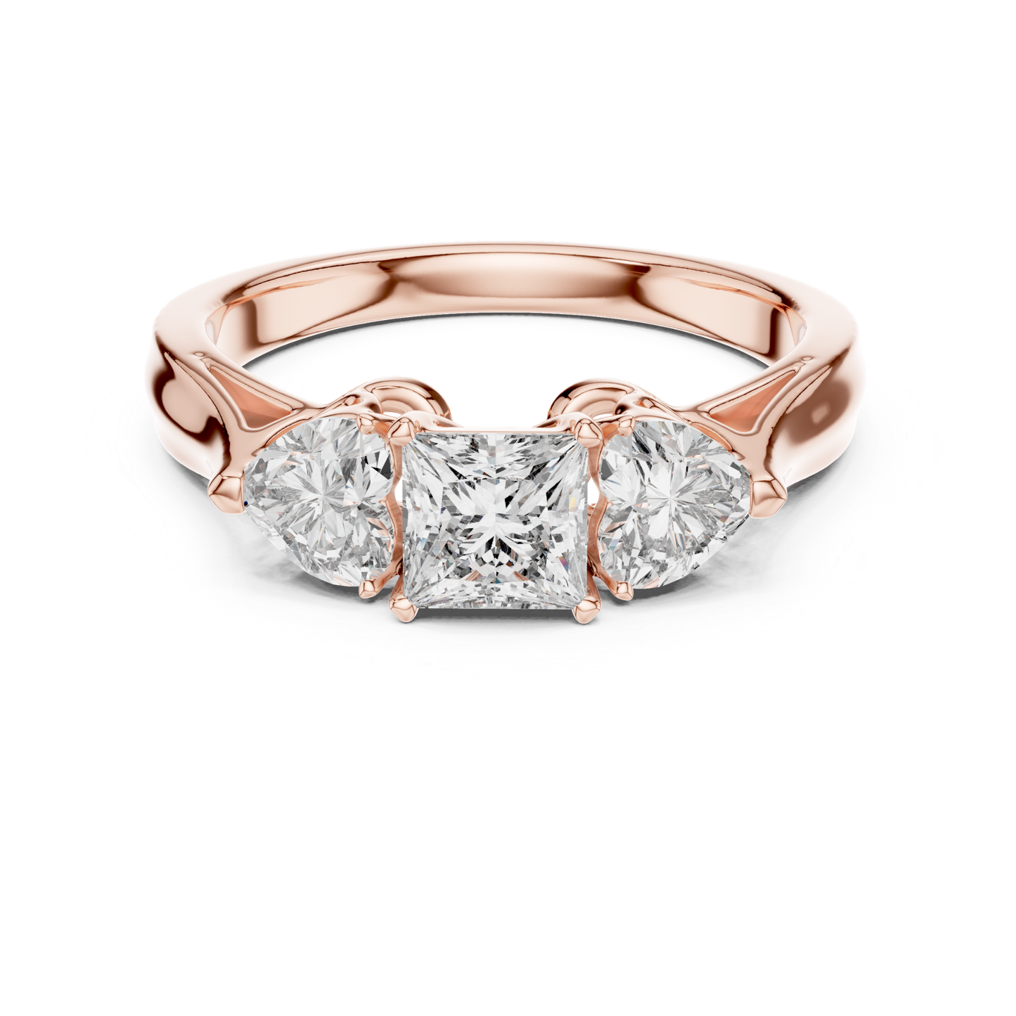 Princess Center Three Diamond Band Ring | Reign in Brilliance