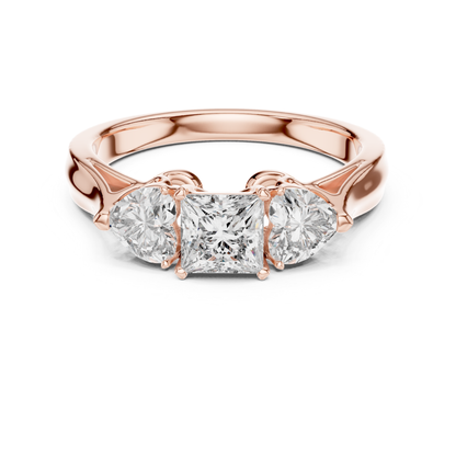 Princess Center Three Diamond Band Ring | Reign in Brilliance