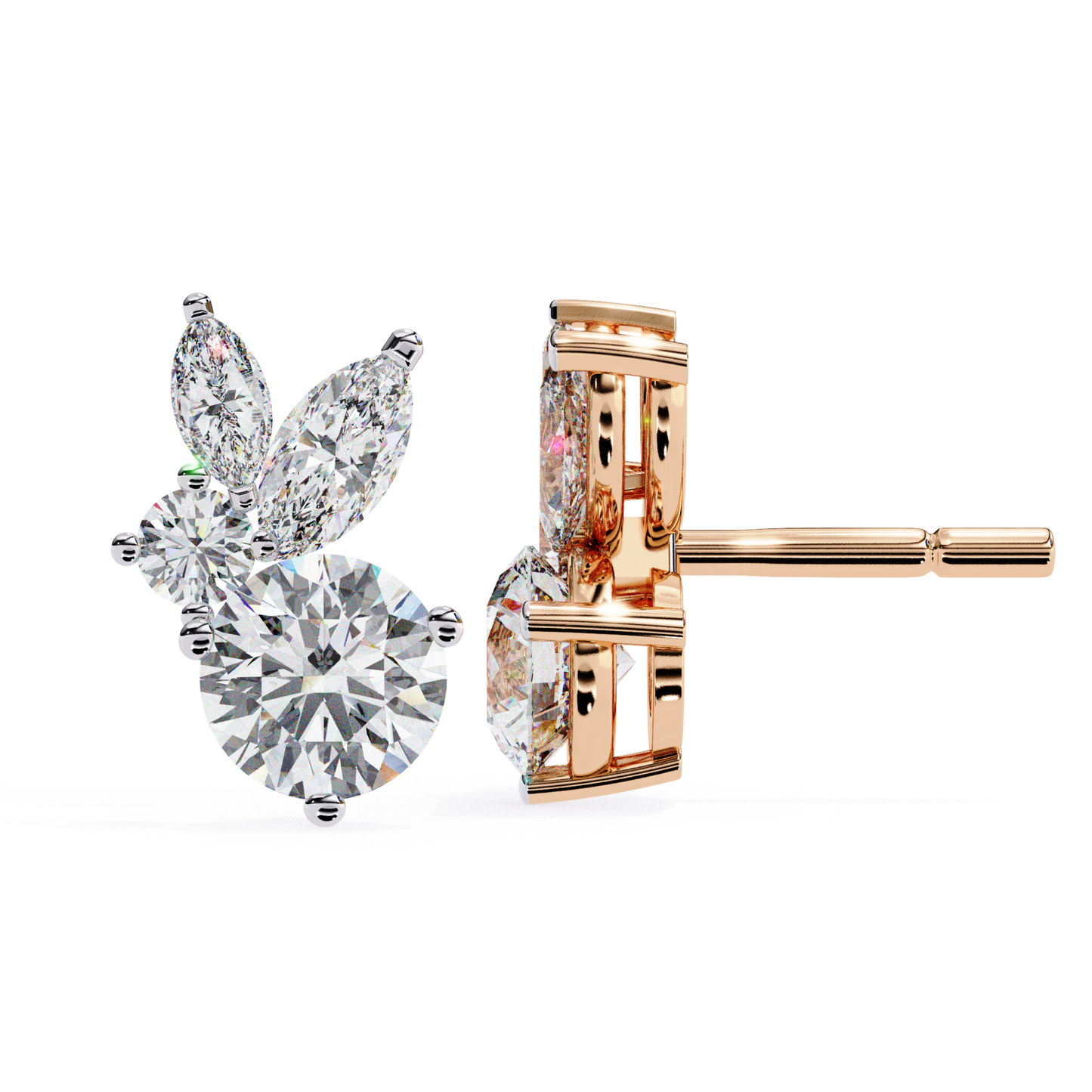 Gold Diamant Cluster Ohrstecker | 10K 14K 18K Echtschmuck