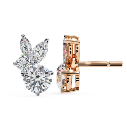 Gold Diamant Cluster Ohrstecker | 10K 14K 18K Echtschmuck