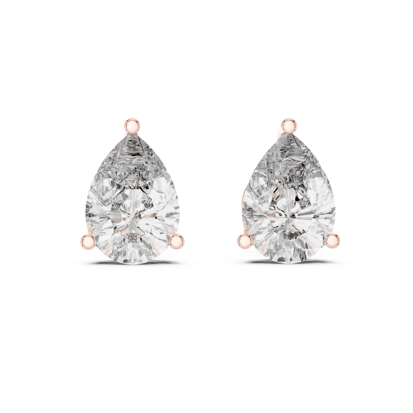 Pear Shape Diamond Stud Earrings | Prong Setting 18K Gold