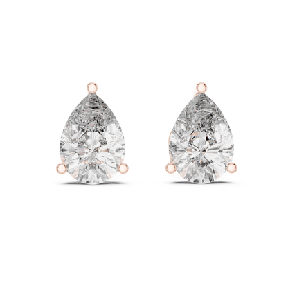 Pear Shape Diamond Stud Earrings | Prong Setting 18K Gold