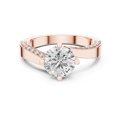 Round Cut Diamond Bypass Engagement Ring | Modern Luxury Style