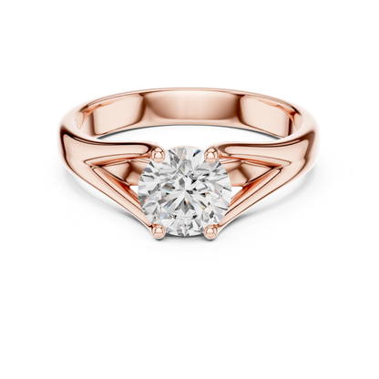 Round Diamond V Shape Band Ring | 18K Gold Fine Jewelry