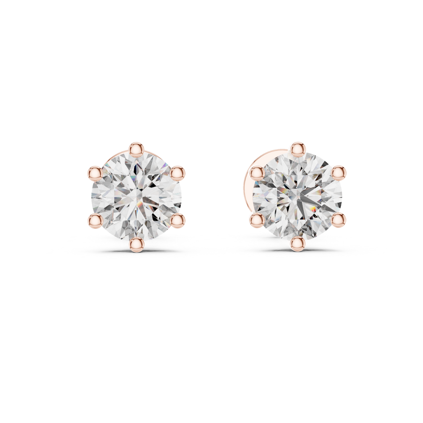 Round Diamond Stud Earrings | Timeless Brilliance in Six Prong Setting
