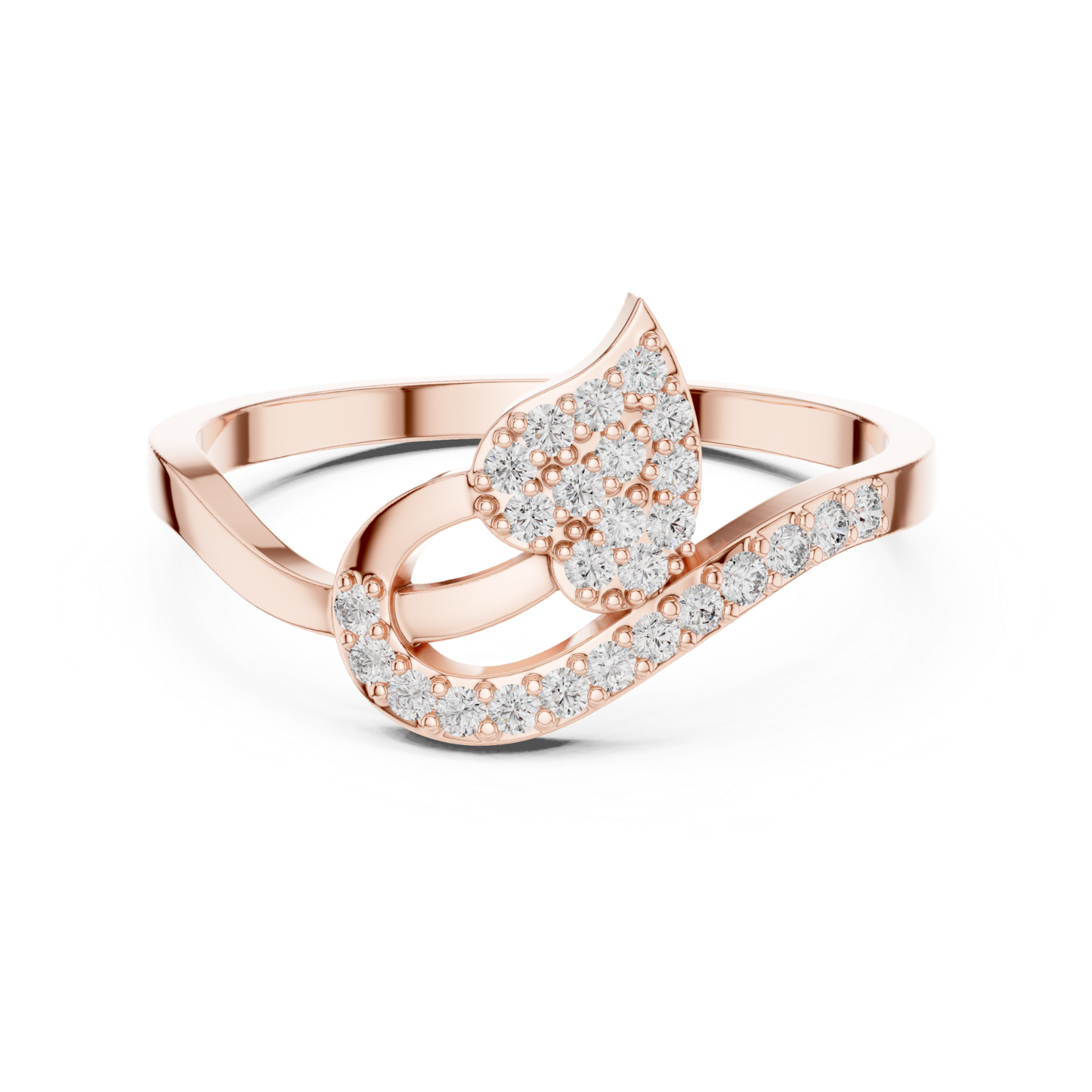 Elegant Leaf Diamond Open Ring | Nature Inspired Luxury Style