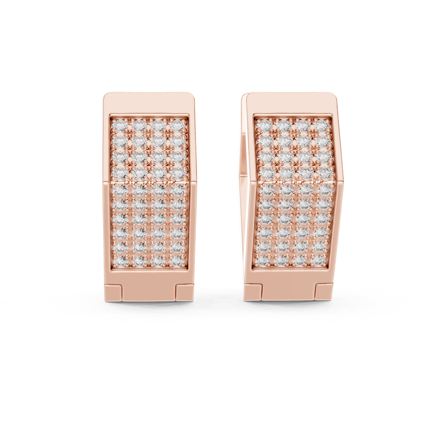 Rectangular Diamond Hoop Earrings with Multi Row Brilliance | Modern Radiance