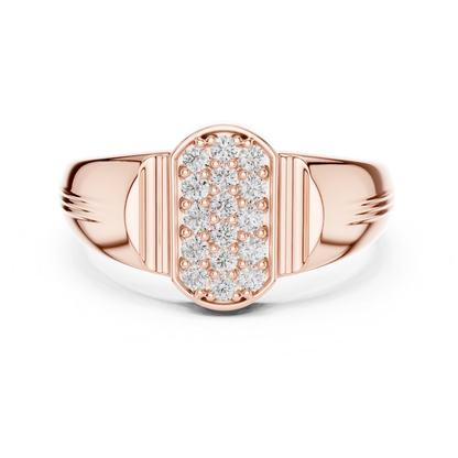Round Diamond Cluster Signet Ring | Modern Luxury Style