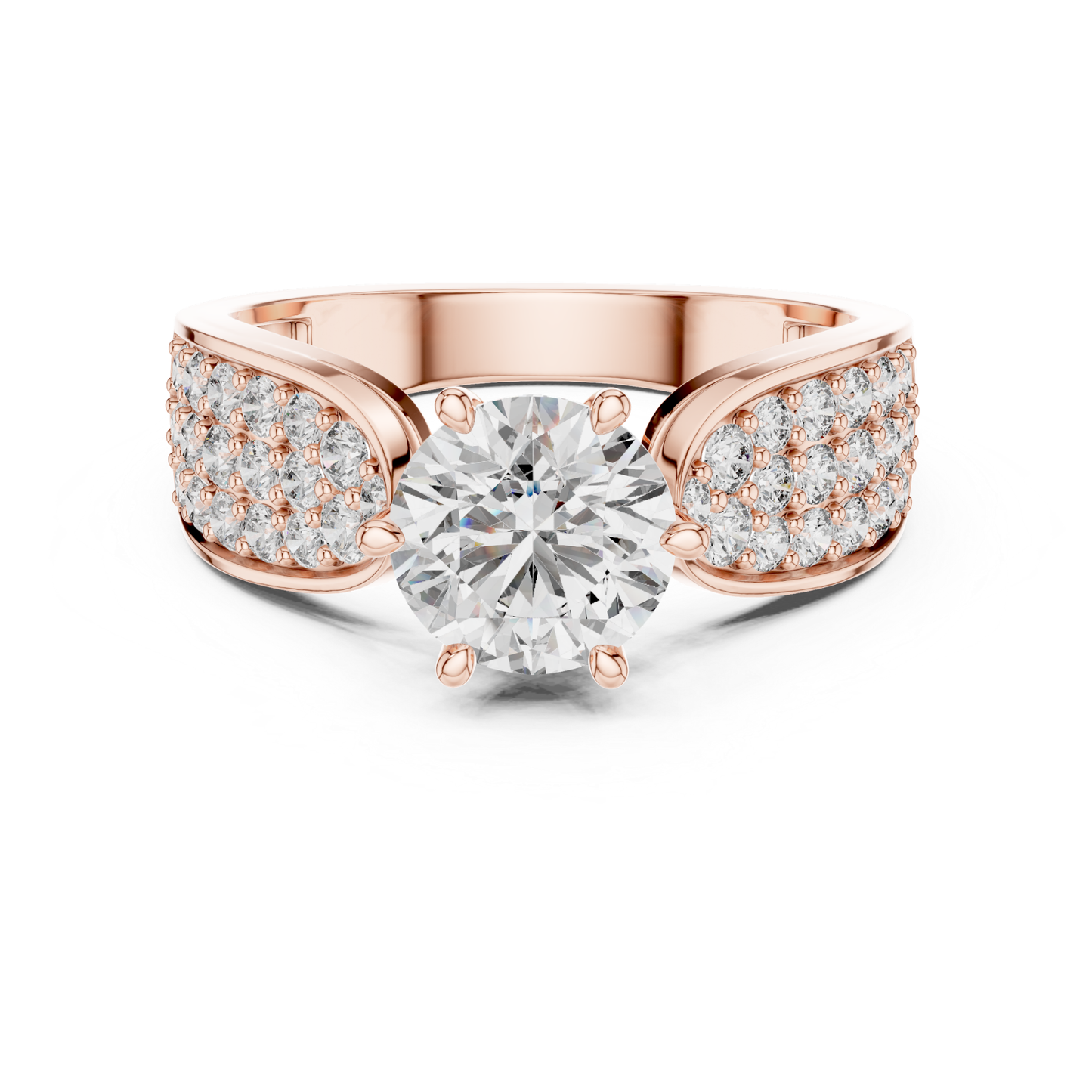 Round Cut Diamond Ring with Wide Pave Shoulders | Bold & Brilliant