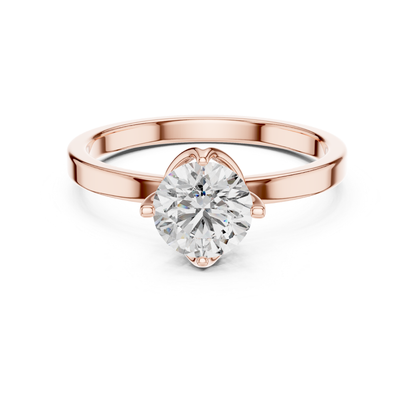 Round Diamond Heart Prong Ring | 18K Gold Fine Jewelr