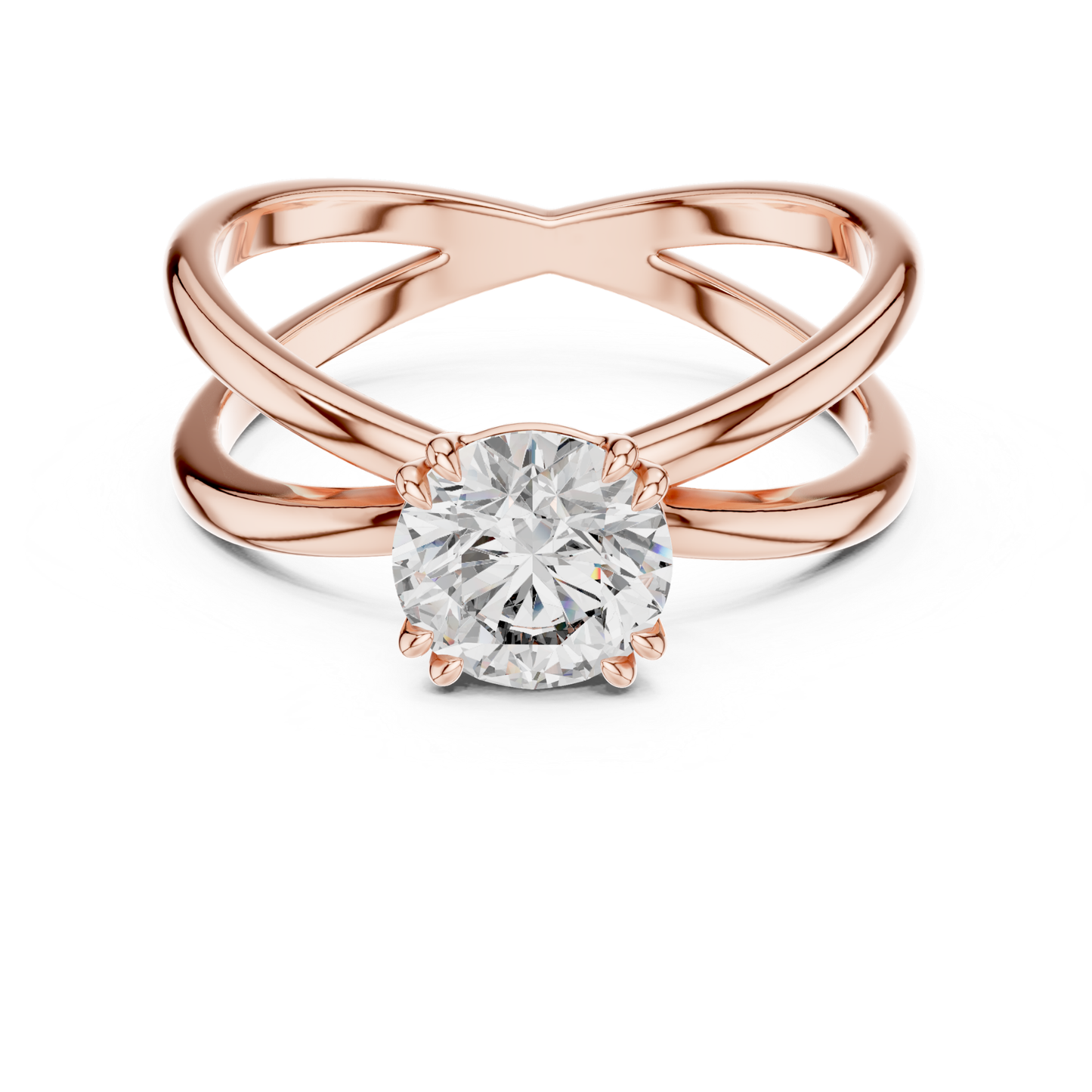 Round Diamond Criss Cross Band Ring | Where Brilliance Intertwines