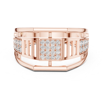 Round Diamond Square Cluster Diamond Band | Modern Luxury Style