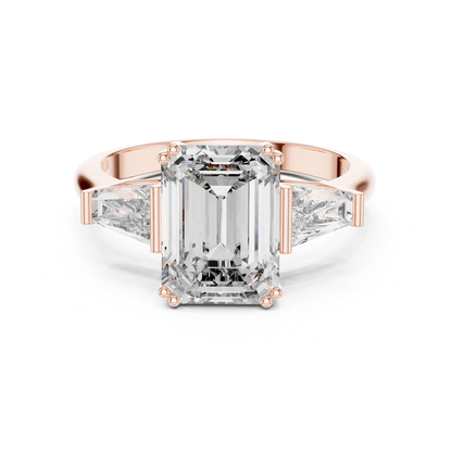 Emerald Cut Diamond Ring with Baguette Side Stones | Step-Cut Legacy