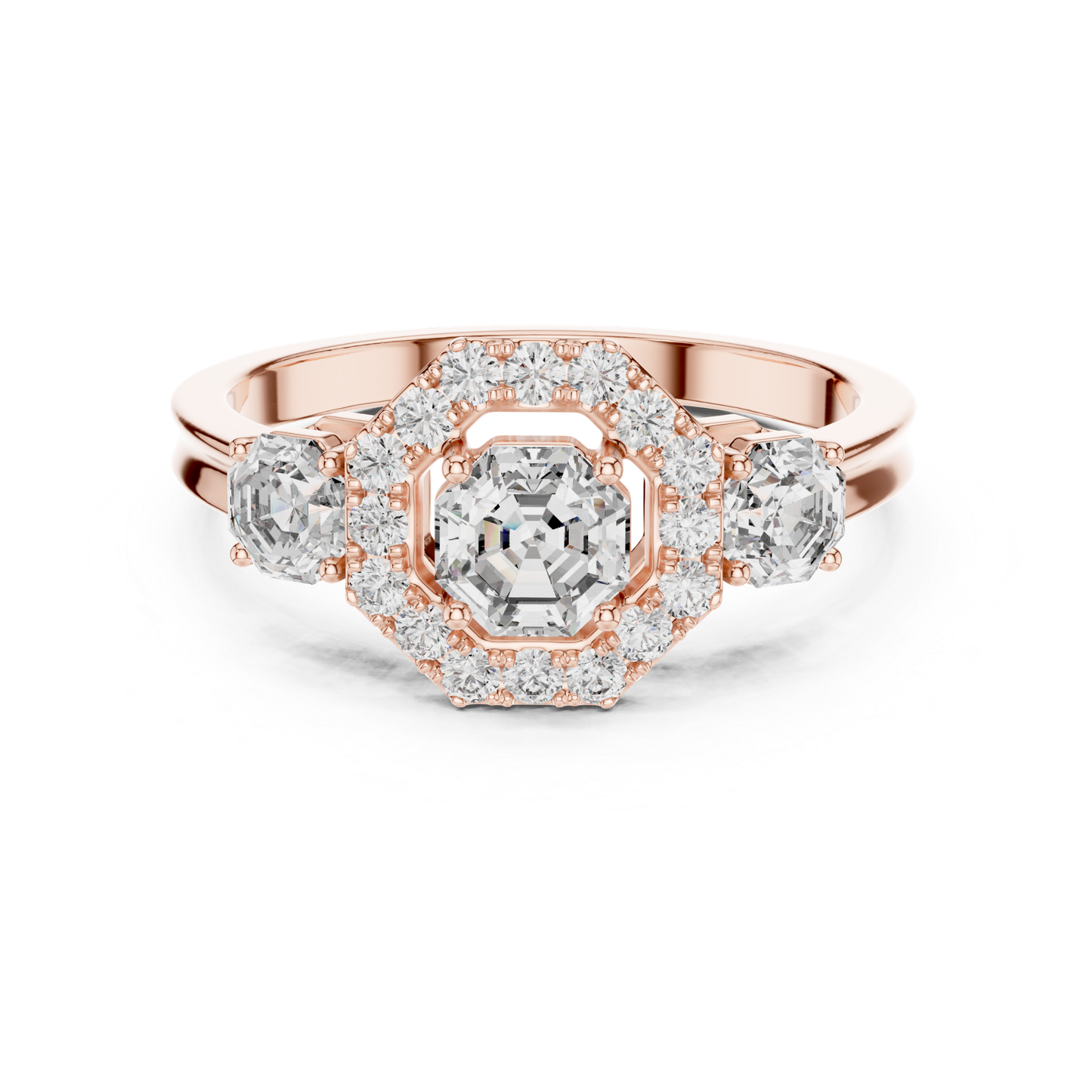 Octagon Halo Three Diamond Band Ring | Eight Sides of Brilliance