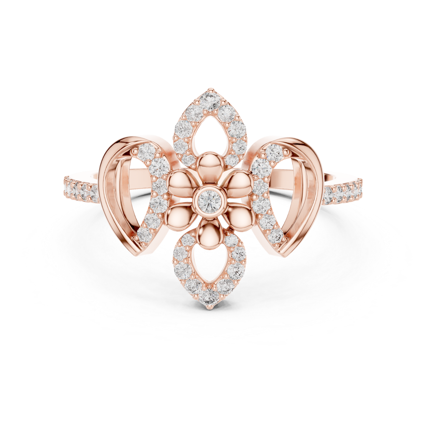 Floral Diamond Open Ring | Elegant Luxury Flower Style