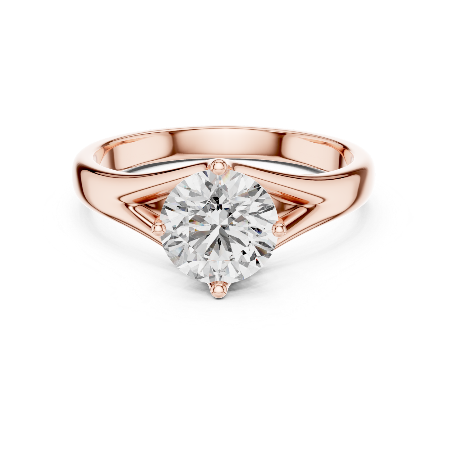 Round Diamond Split Band Ring | 18K Gold Fine Jewelry